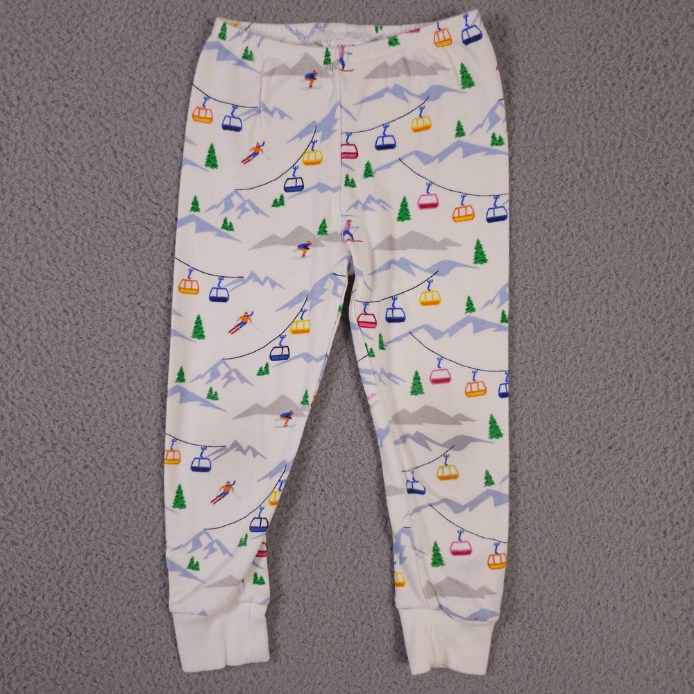 Janie and Jack Ski Slope Pajama Pants Boys 3 White Blue Good Night PJ‎ Winter